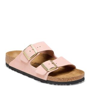 Birkenstock Blush Sandals with Metallic Buckles